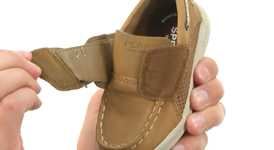 Sperry toddler dress shoe with Velcro closure.