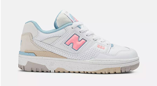 Kids New Balance shoe with a rigid front to help discourage toe walking.