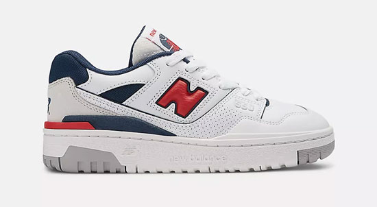 New Balance kids shoe with a rigid front to help discourage toe walking.