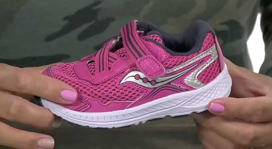 Pink Saucony toddler shoes for wide feet.