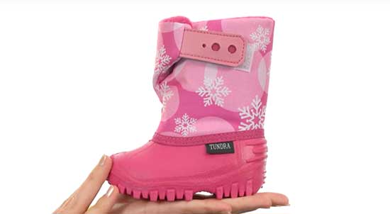 Pink snow boots for girls with narrow feet.