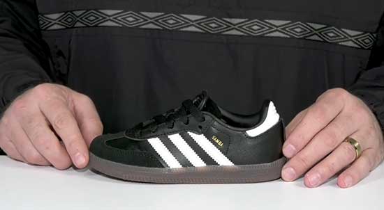 Adidas Samba indoor soccer shoes for kids.