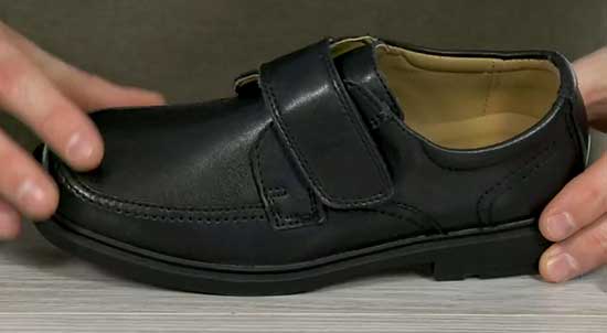 Black dress shoes for boys with wide feet.