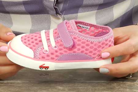 Breathable See Kai Run pink shoe for girls.