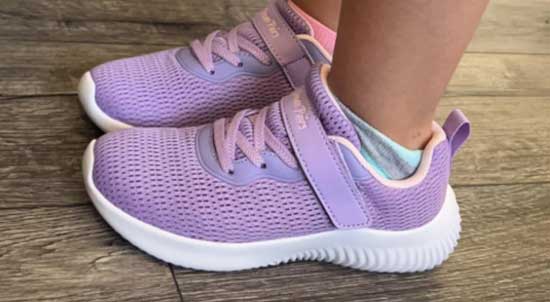 Breathable purple sneakers for girls.