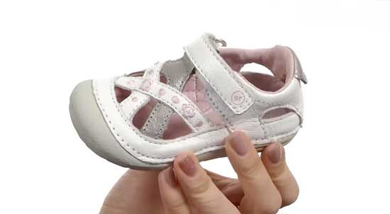 Stride Rite white sandal for toddler girls with wide feet.