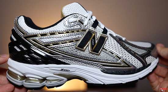 Supportive New Balance shoe for kids with heel pain.