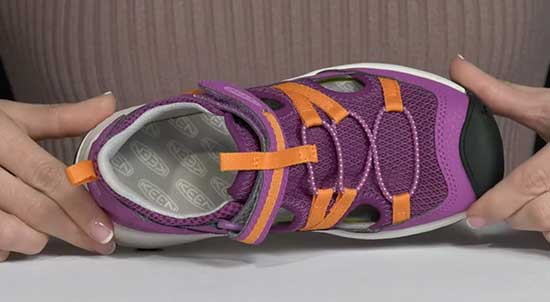 Keen sandals with extra cushion and padding around the heels.