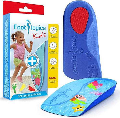 Footlogics 3/4 length orthotics for toddlers with flat feet.