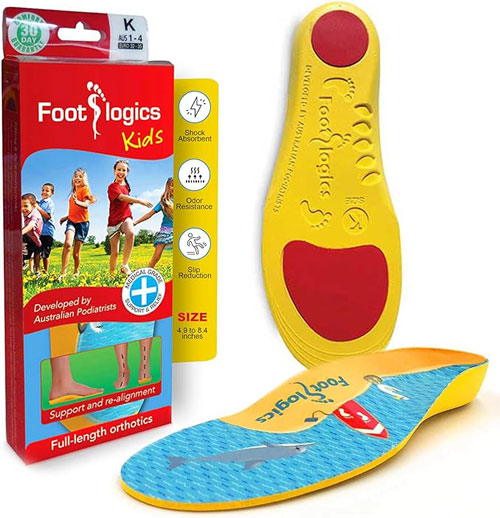 Footlogics orthotics for kids with flat feet.