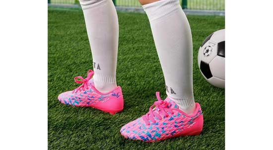 Pink soccer cleats for girls.