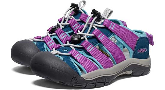 Purple adaptable Keen sandal for girls.