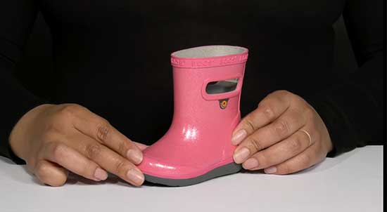 Pink rain boots for toddlers with wide feet.