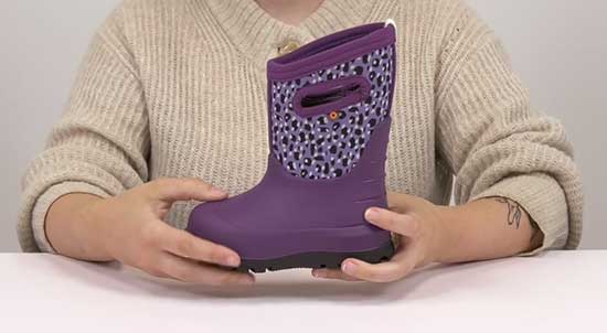 Purple rain boots for kids with wide feet.