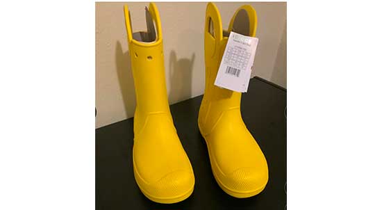 Yellow rain boots for kids.