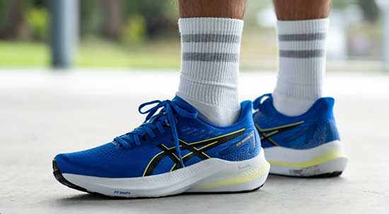 Asics running shoes for boy's in men's shoe sizes.