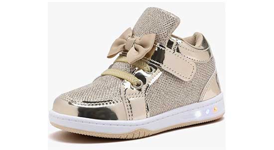 Gold light-up shoes for toddlers.