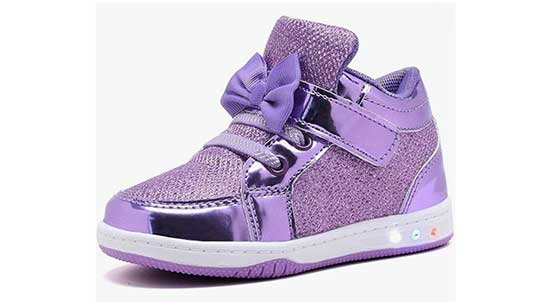 Purple light-up shoes for toddlers.