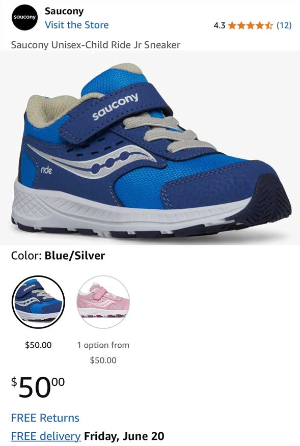 Navy blue Saucony baby ride shoe for toddlers.