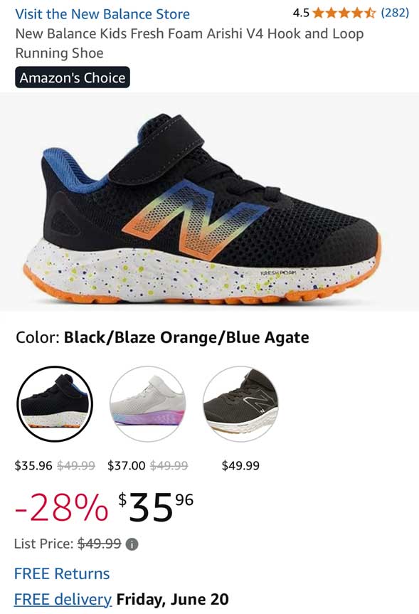 New version of the New Balance Arishi shoe for kids.
