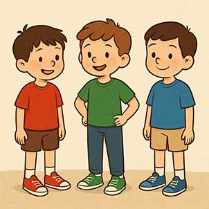 Boys wearing their favorite shoe colors.