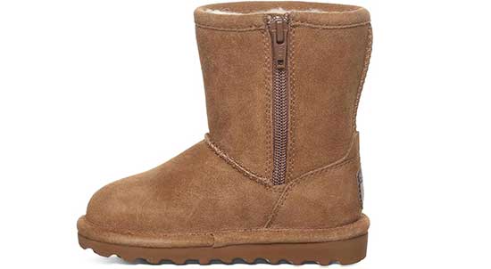 Brown Bearpaw boots with side zippers.