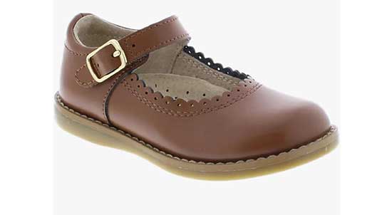 Brown leather shoes for girls.
