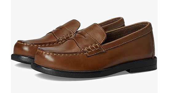 Brown loafers for kids with narrow feet.