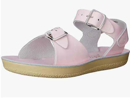 Pink salt water sandals for kids.
