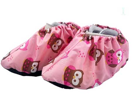 Pink shoe covers for kids.
