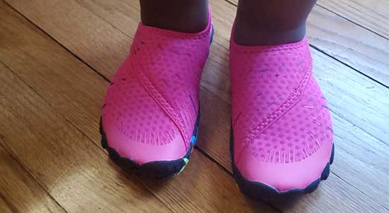 Pink water shoes for kids.