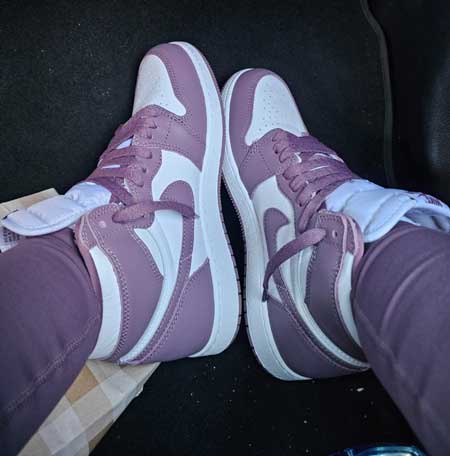 Purple Jordan shoes for girls with wide feet.