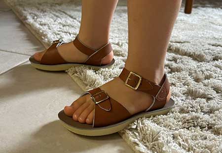 Salt water sandals for kids.