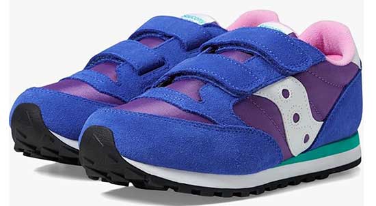 Saucony shoes for girls with double Velcro straps.
