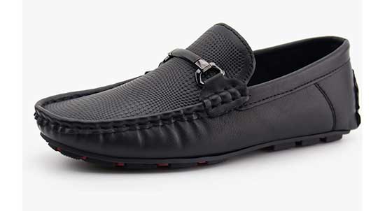 Wide black loafers for kids.