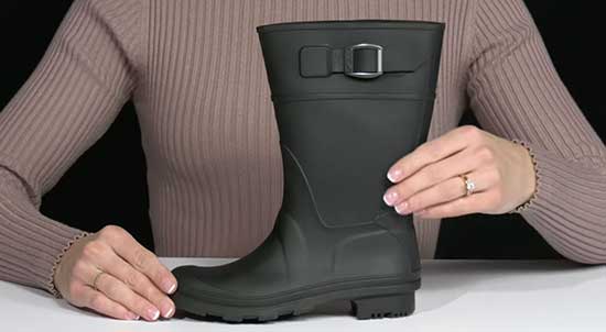 Black narrow rain boots for kids.