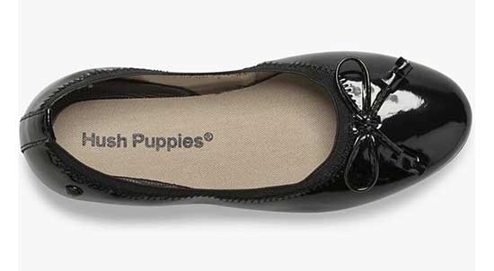 Black patent ballet flats for girls with wide feet.