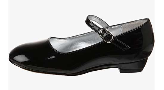 Black short high heel shoes for girls.