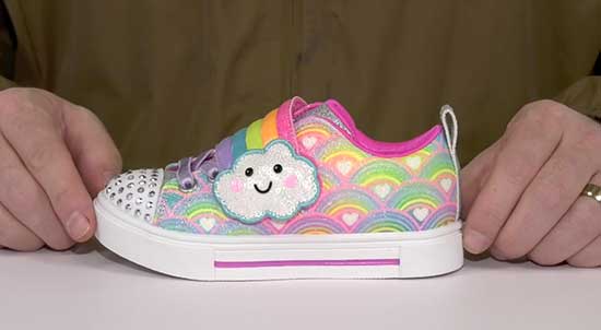 Colorful Twinkle Toes shoes for girls.