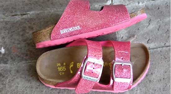 Cute and stylish pink dressy sandals for kids with flat feet.