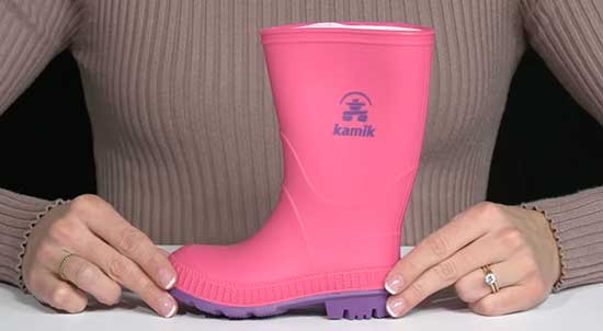 Narrow pink rain boots for girls.
