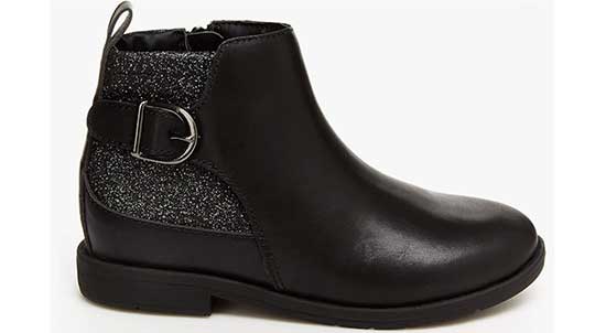 Short black high heel boots for kids.