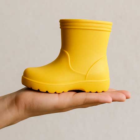 Yellow lightweight rain boots for toddlers.