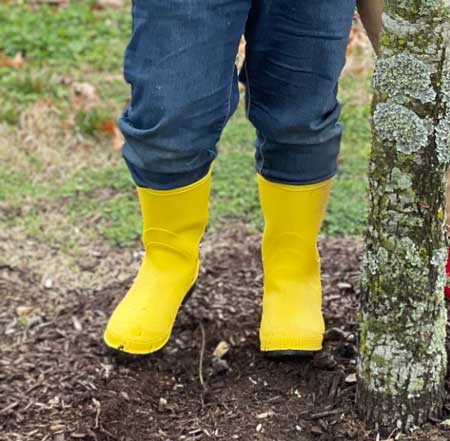 Yellow rain boots for kids.