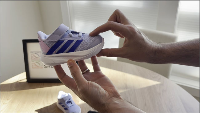 Adidas toddler shoes with extra depth for high insteps.