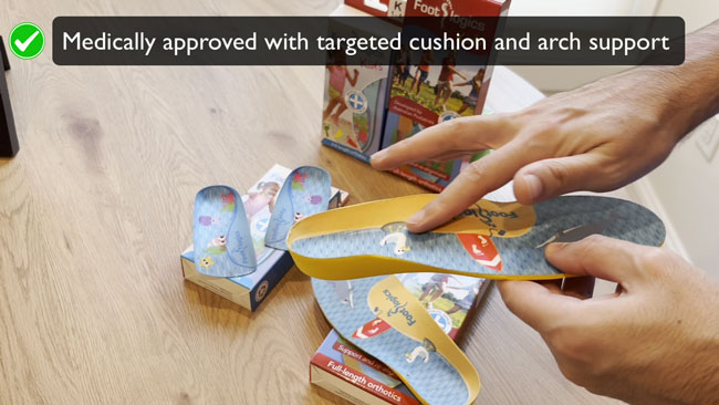 Footlogics orthotic insoles with arch support.