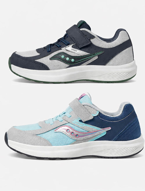 Supportive Saucony Cohesion shoes for kids with foot problems.