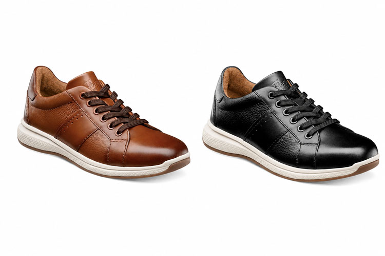 Brown and black kids casual dress shoes.