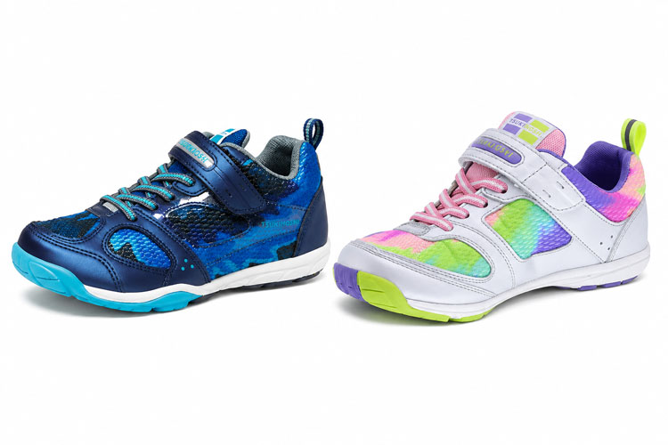 Tsukihoshi Mako kids shoes with seamless interiors, wide toe boxes, and Velcro straps.