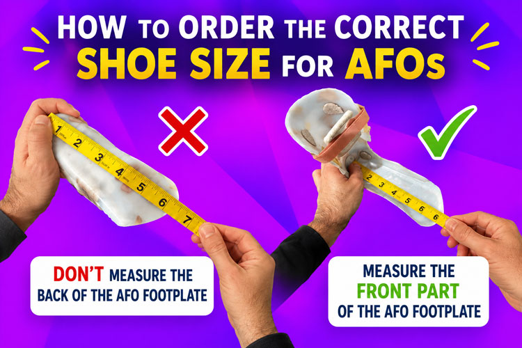 How to measure an AFO footplate to order the correct shoe size for kids.